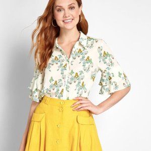 Ruffle Sleeve Button Up - BNWT